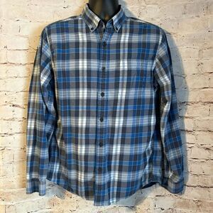 Eddie Bauer Flannel Classic Fit Long Sleeve Blue Plaid Mens Size Medium